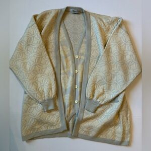 Vintage Cleopatra oversized Cream and Gray Cardigan Sweater M